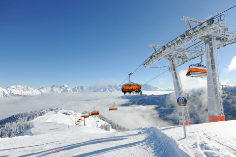 Skilift im Skigebiet Leogang in Österreich